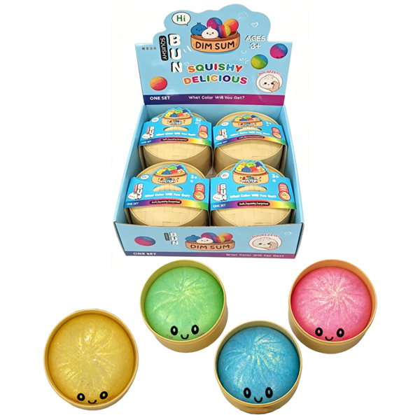 SQUISHY Ravioli Glitter (Dumpling) 15cm TPR+PVA in display da 4pz ass…x4